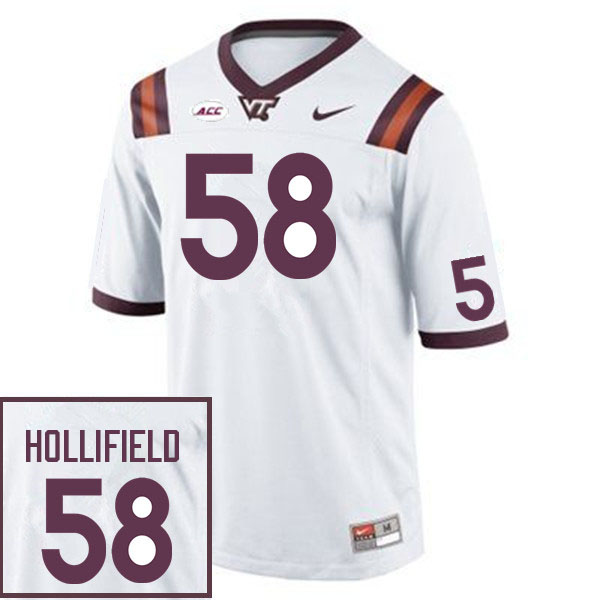 Men #58 Jack Hollifield Virginia Tech Hokies College Football Jerseys Sale-White